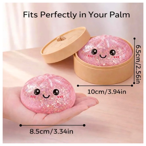 Squishy Pan Bao Brillante Con Purpurina Antiestres
