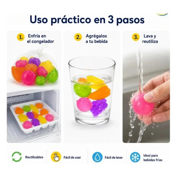 Cubos De Hielo Artificial Reutilizables De Colores