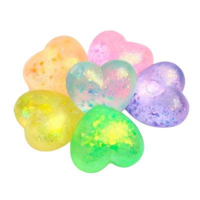 Squishy De Corazón Purpurina Brillante De Gel
