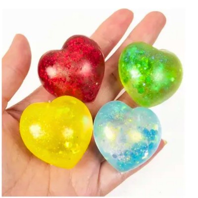 Squishy De Corazón Purpurina Brillante De Gel