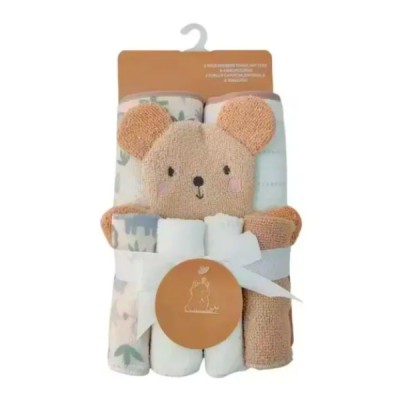 Set Toalla Para Bebe Con Capucha+4 Toallitas