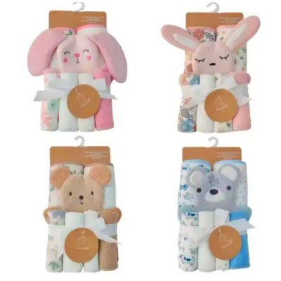 Set Toalla Para Bebe Con Capucha+4 Toallitas