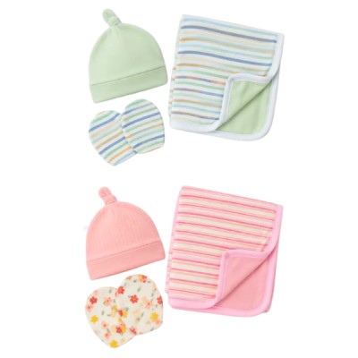 Set De Bebe Gorrito Mitones Y Paño Tuto Recién Nacido