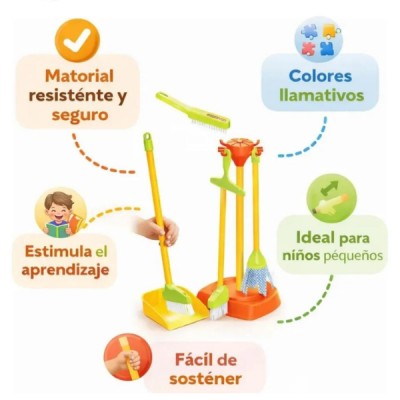 Set De Limpieza Juguete Infantil Escoba Recogedor Trapeador