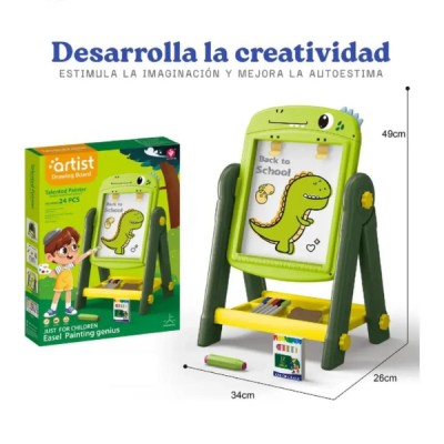 Pizarra Infantil Caballete Dinosaurio Doble Cara