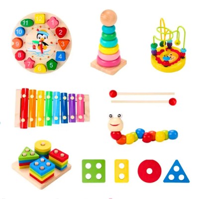 Set de 7 Juguetes de Madera Didácticos Montessori para Bebés y Niños (1-3 años)