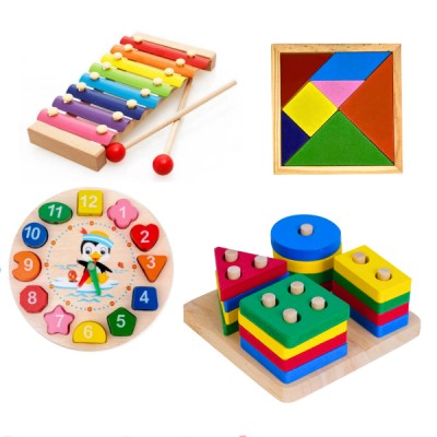 Set de 7 Juguetes de Madera Didácticos Montessori para Bebés y Niños (1-3 años)