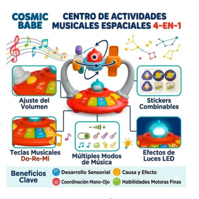 Piano Musical Bebé Didáctico Juguete Luces Manivela