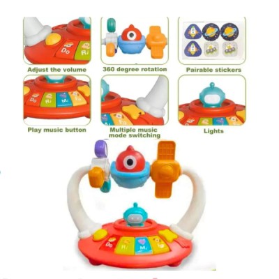 Piano Musical Bebé Didáctico Juguete Luces Manivela