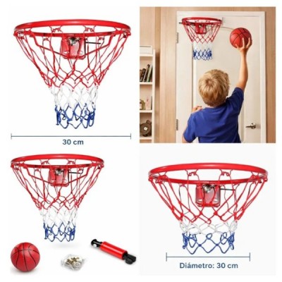 Aro De Basquetbol Con Pelota Y Bomba Set Deportivo Niño