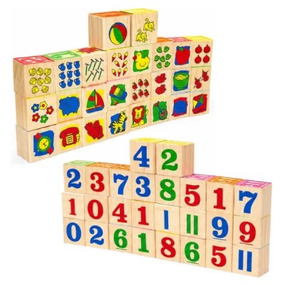 26 Piezas Cubos De Madera Juego Aprendizaje Para Bebe Niños