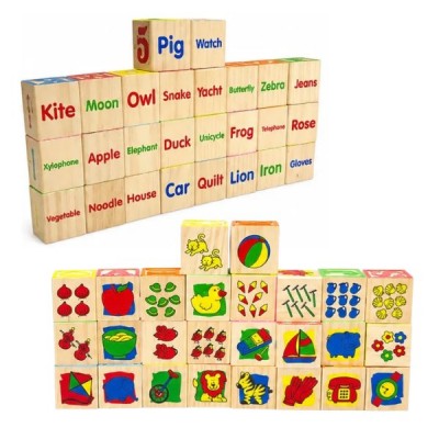 26 Piezas Cubos De Madera Juego Aprendizaje Para Bebe Niños