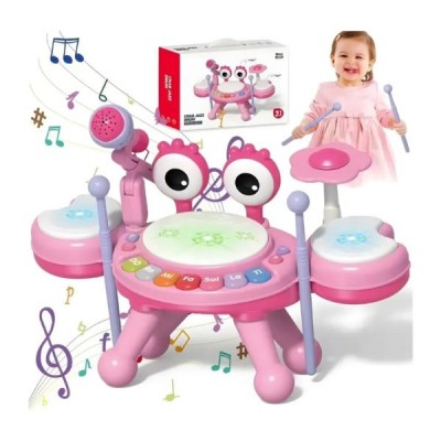 Batería Musical Infantil Juguete Piano Luces Micrófono