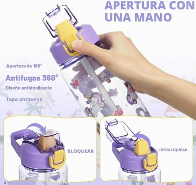 Botella De Agua Infantil Con Bombilla  Niños