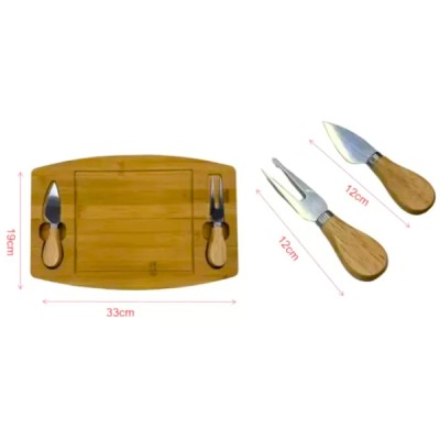 Tabla Quesos Madera Picar + Set Cuchillos Picoteo Aperitivos