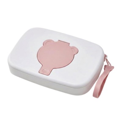 Porta Toallas Húmedas Portátil Para Niños Rosado Dispensador