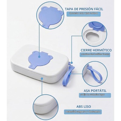 Porta Toallas Húmedas Portátil Para Niños Rosado Dispensador