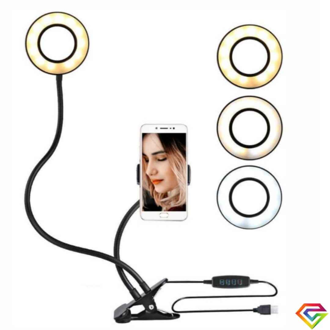 Aro de luz led flexible con soporte gancho tiktok youtuber